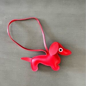 Red & Brown Dog 4.5” Faux Leather Bag Purse Charm Accessory Puppy Weiner Poodle